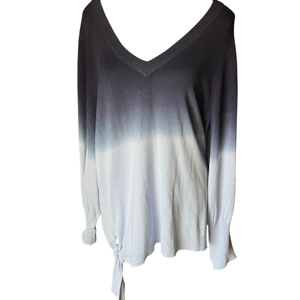 Willow Drive Women's L Navy Blue‎ Dip Dye Sweater Tie-Hem Casual Colorful